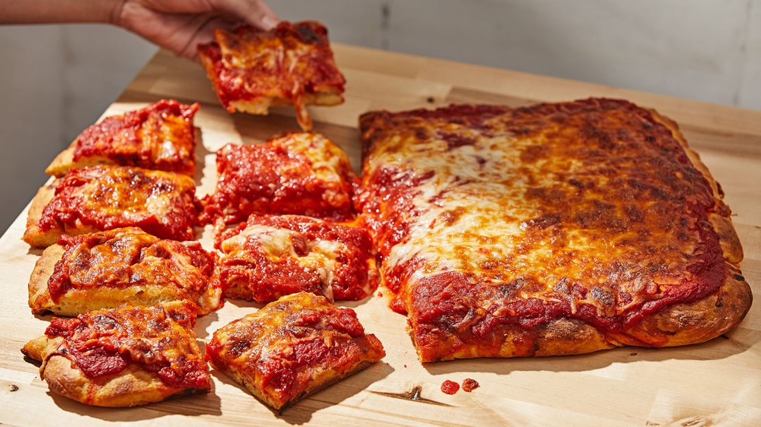 WASHINGTON, DC - APRIL 11: Sicilian Slab Pizza. Photographed for Voraciously at The Washington Post via Getty Images in Washington DC. (Tom McCorkle for The Washington Post via Getty Images; food styling by Lisa Cherkasky for The Washington Post via Getty Images)
