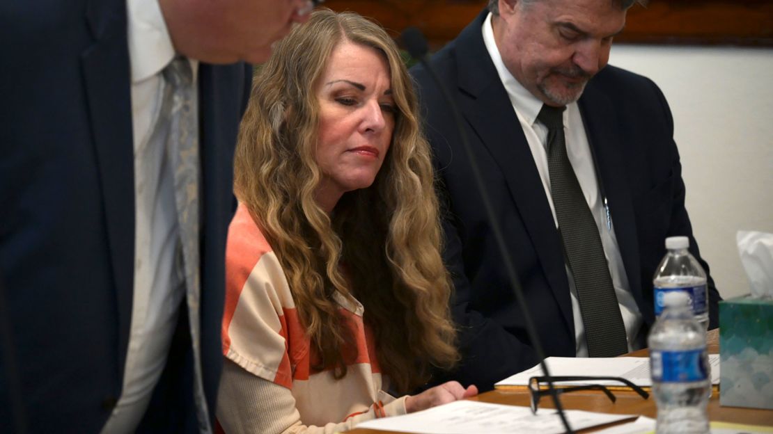 Lori Vallow Daybell looks at notes during her sentencing hearing at the Fremont County Courthouse in St. Anthony, Idaho, on  Monday, July 31, 2023. 