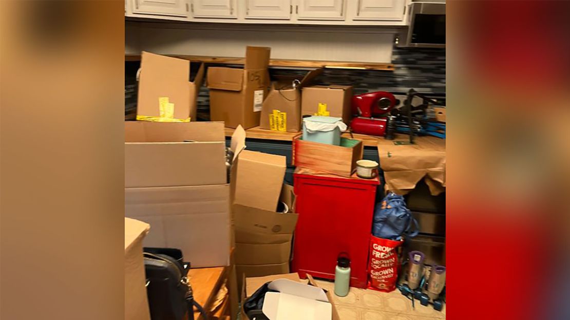 Boxes and other items are seen piled up inside Rex Heuermann's home.