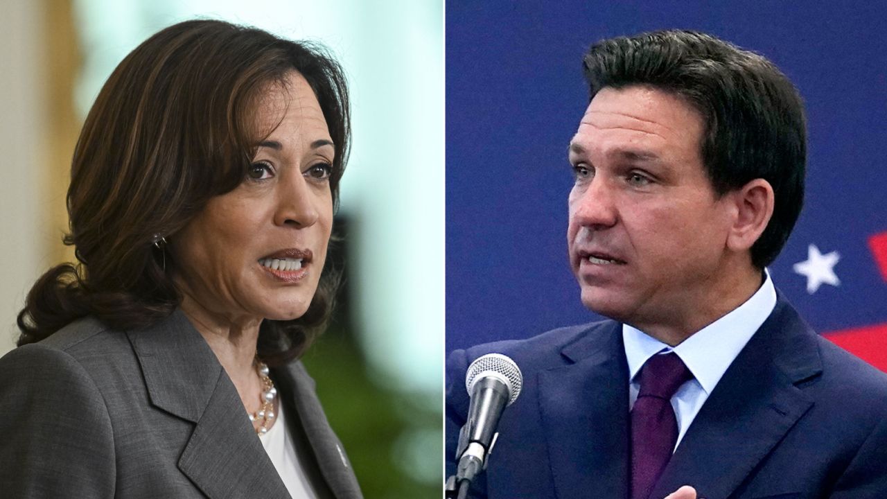Vice President Kamala Harris and Florida Gov. Ron DeSantis.