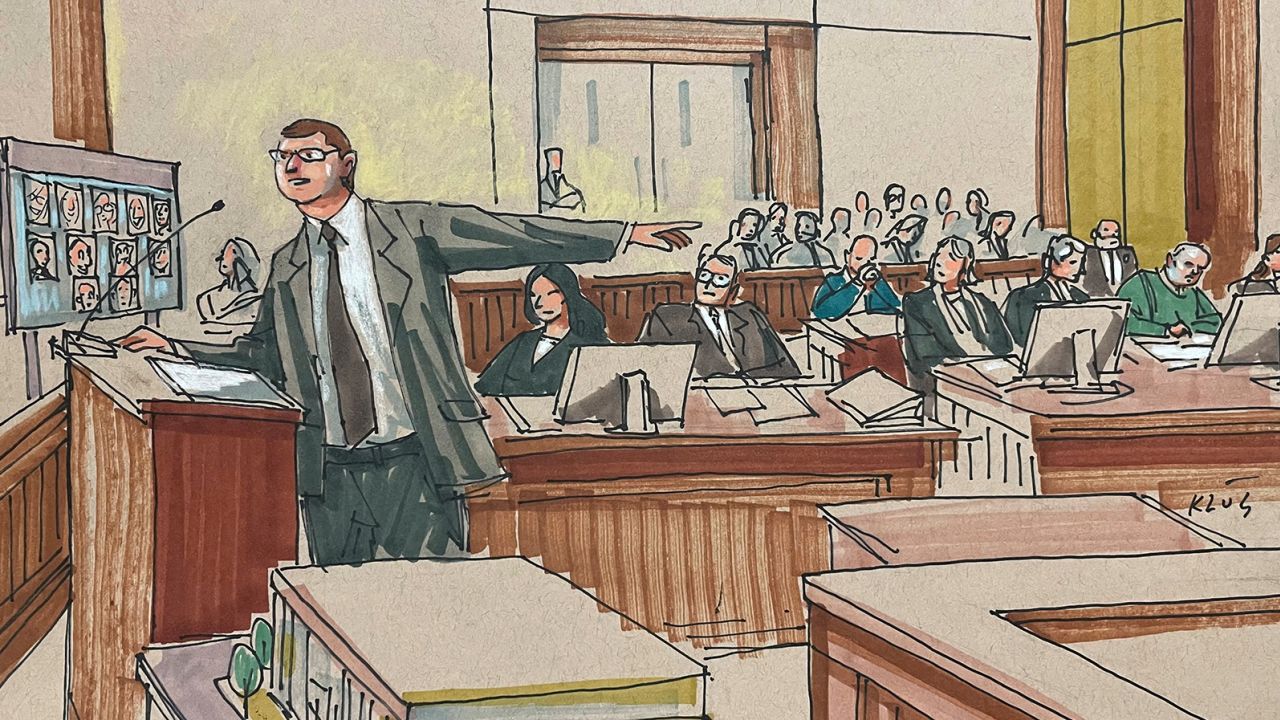 US Attorney Eric Olshan argues before a federal jury on Monday that Robert Bowers should receive the death penalty.