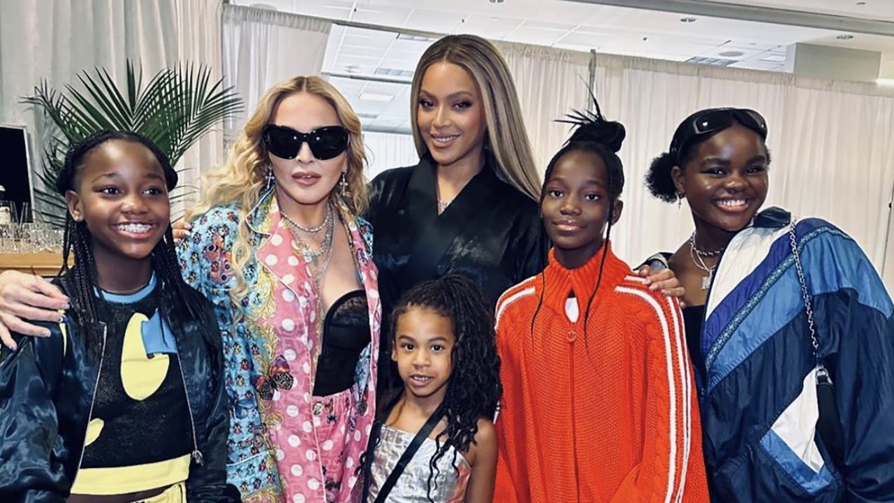 Madonna and Beyoncé pose with some of their daughters at 'Renaissance