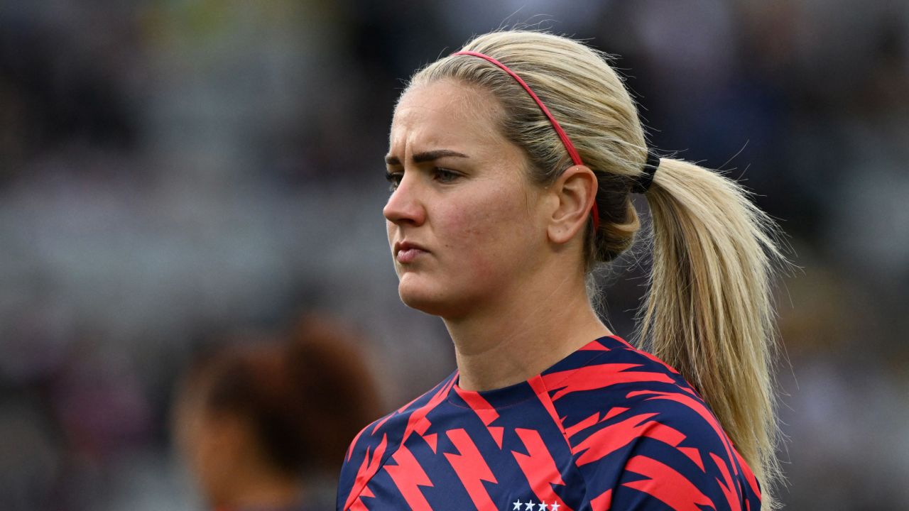USA's midfielder #10 Lindsey Horan warms up before the Australia and New Zealand 2023 Women's World Cup Group E football match between the United States and Vietnam at Eden Park in Auckland on July 22, 2023. (Photo by Saeed KHAN / AFP) (Photo by SAEED KHAN/AFP via Getty Images)