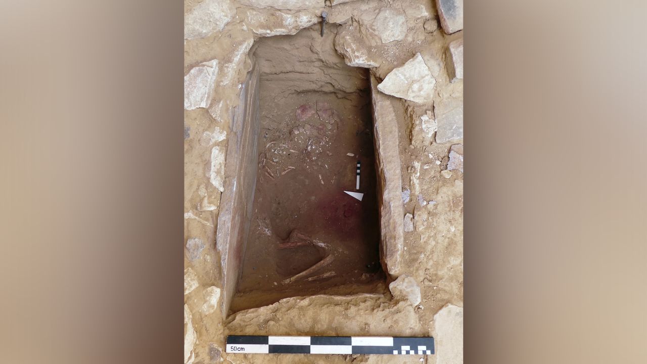 The beads were found in the grave that belonged to an 8-year-old child.