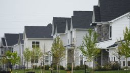 New homes line a street in Eagleville, Pa., Friday, April 28, 2023. 