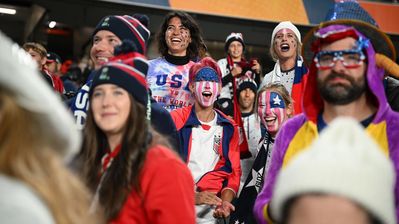 US fans show their support prior to the Women's World Cup match against Portugal at Eden Park, Auckland on August 1, 2023.