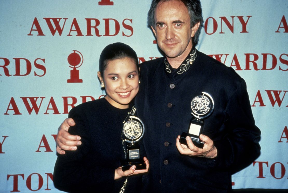 Lea Salonga and Jonathan Pryce — who played the two leads in "Miss Saigon" during its first runs in both London and New York — attend the 1991 Tony Awards in New York City. 