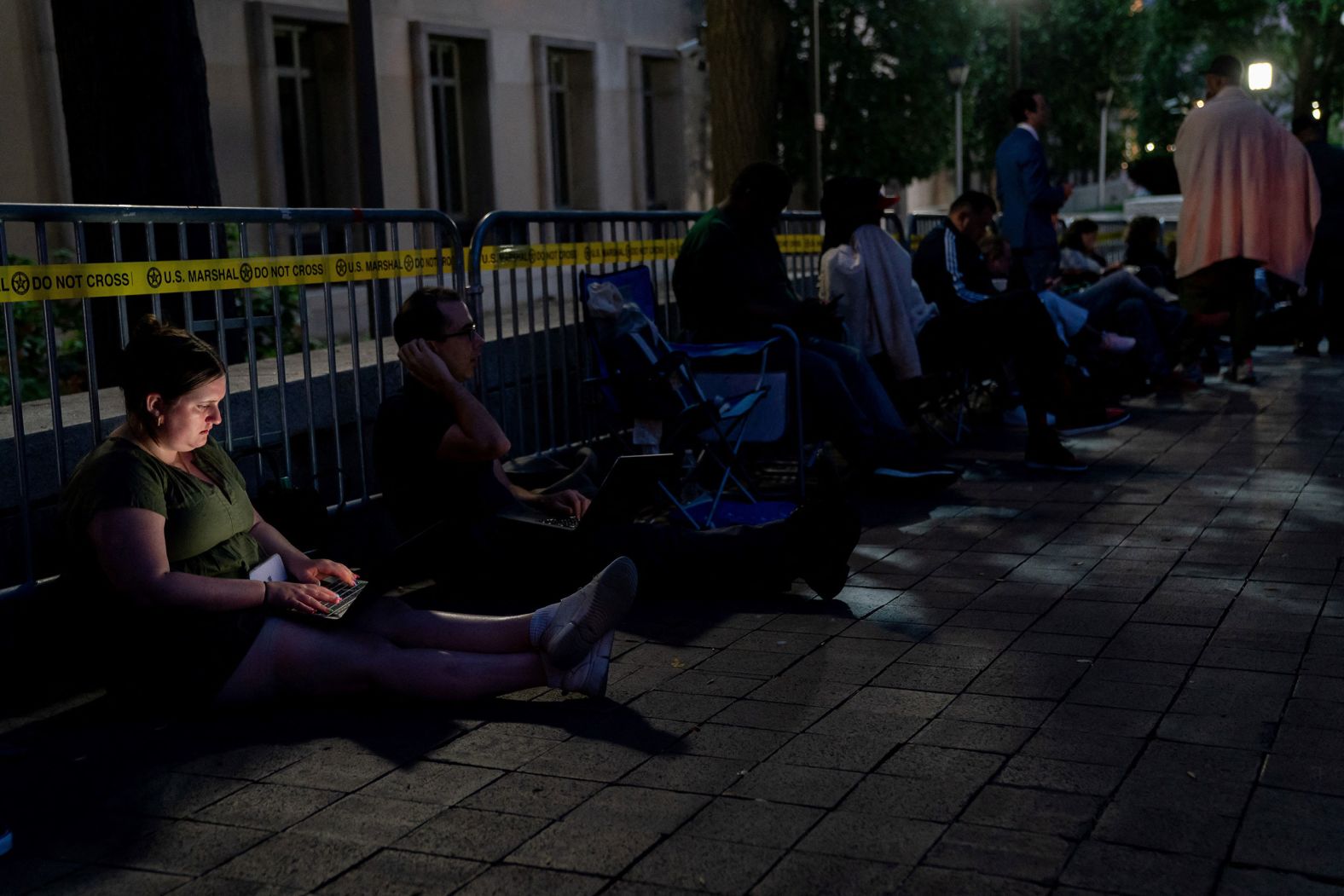 Members of the media camped out overnight for a spot in the courtroom.