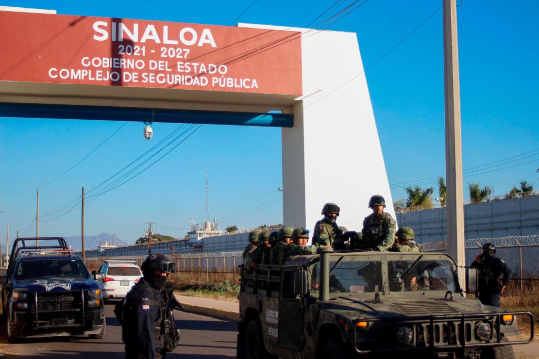 In this January 2023 photo, police and military patrol Culiacan, Sinaloa state, Mexico. With Sinaloa cartel boss Joaquín "El Chapo" Guzmán serving a life sentence, his sons steered the family business into fentanyl, establishing a network of labs churning out massive quantities they smuggled into the US.