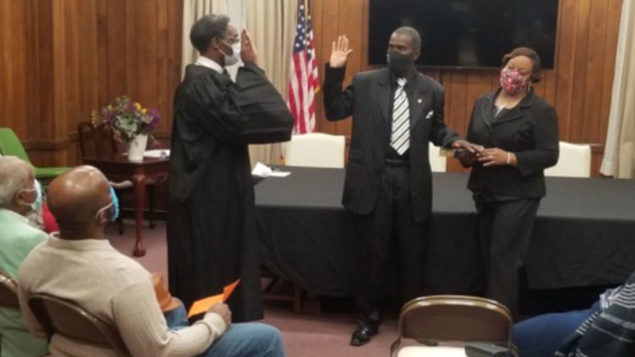 Patrick Braxton is sworn in on November 2, 2020, in Newbern, Alabama.