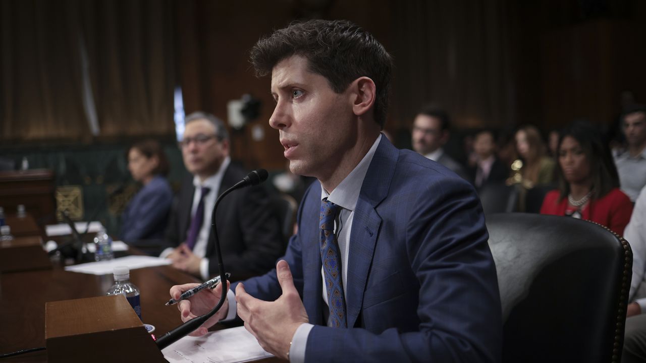 Samuel Altman, CEO of OpenAI, testifies before the Senate Judiciary Subcommittee on Privacy, Technology, and the Law May 16, 2023 in Washington, DC. The committee held an oversight hearing to examine A.I., focusing on rules for artificial intelligence.