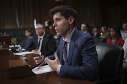 Samuel Altman, CEO of OpenAI, testifies before the Senate Judiciary Subcommittee on Privacy, Technology, and the Law May 16, 2023 in Washington, DC. The committee held an oversight hearing to examine A.I., focusing on rules for artificial intelligence. 