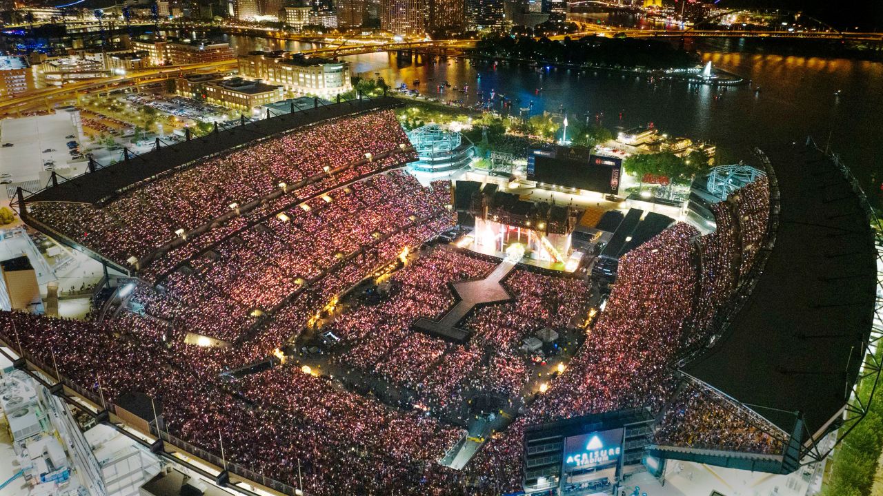 Taylor Swift concert is shown at Acrisure Stadium, Friday, June 16, 2023, in Pittsburgh. (Benjamin B. Braun/Pittsburgh Post-Gazette via AP)