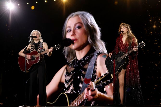 Phoebe Bridgers joins Swift to perform "Nothing New" in Nashville in May 2023. Bridgers was also one of the opening acts.