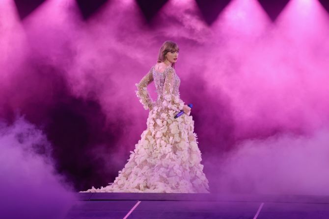 Swift leaves the stage after the "Speak Now" set in Nashville in May 2023.