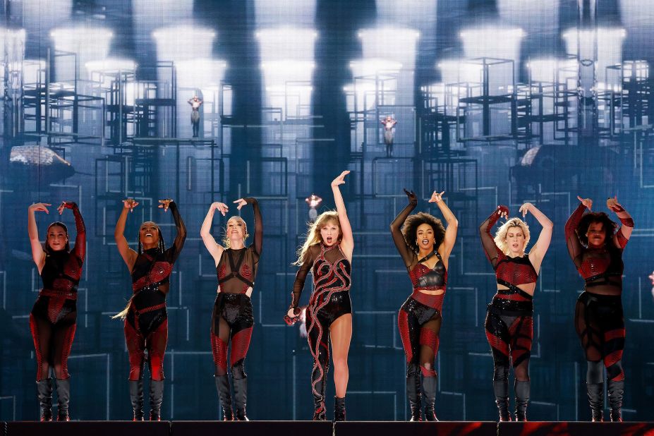 Backup dancers join Swift during the "Reputation" set in Cincinnati on June 30.