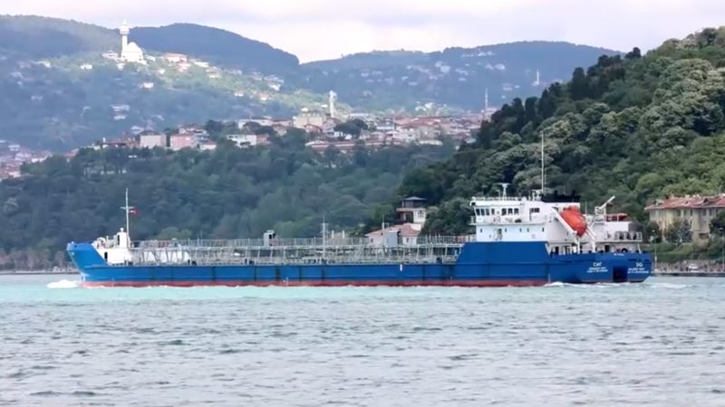 NextImg:Ukraine hits Russian oil tanker with sea drone hours after attacking naval base | CNN