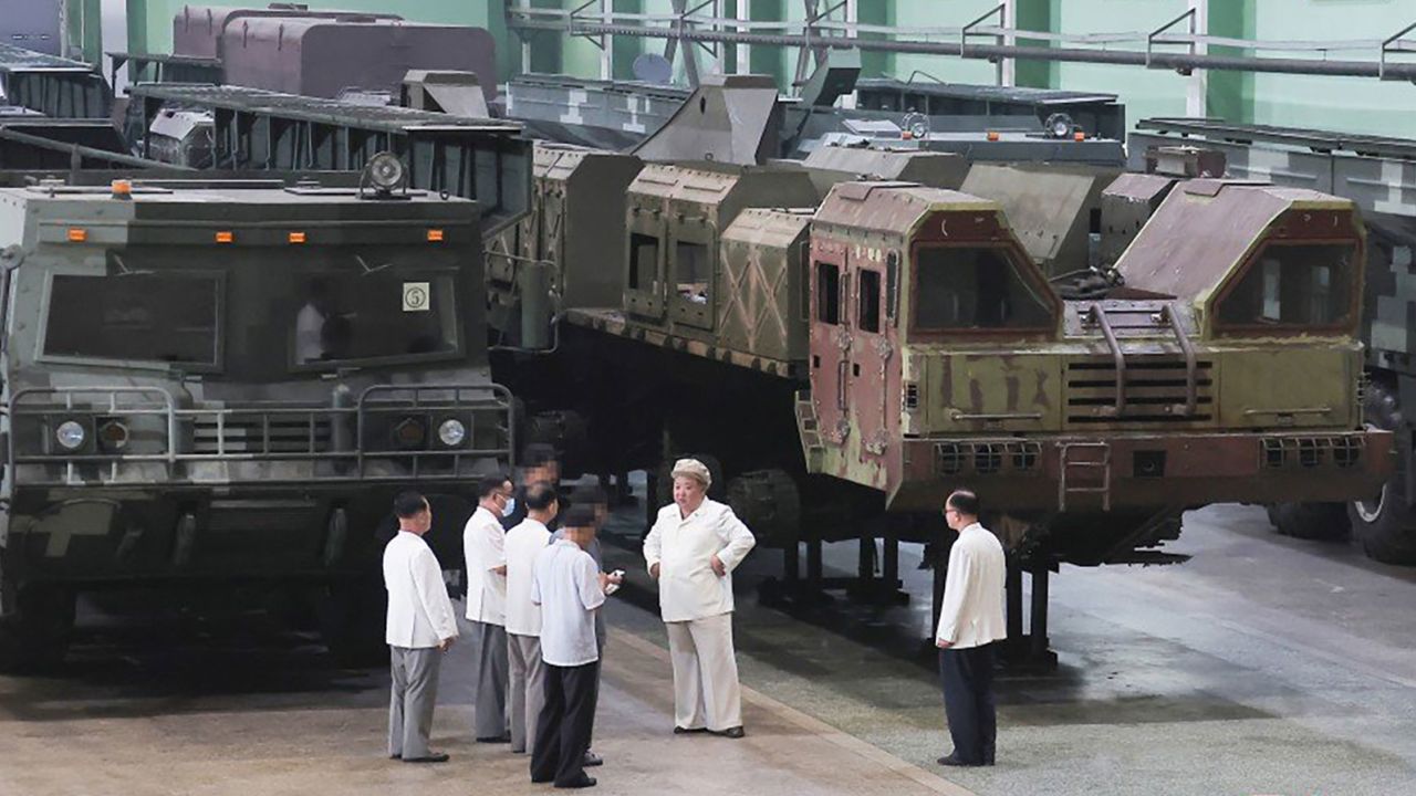 North Korean leader Kim Jong Un inspects a munitions factory in this image released by the state news agency KCNA.