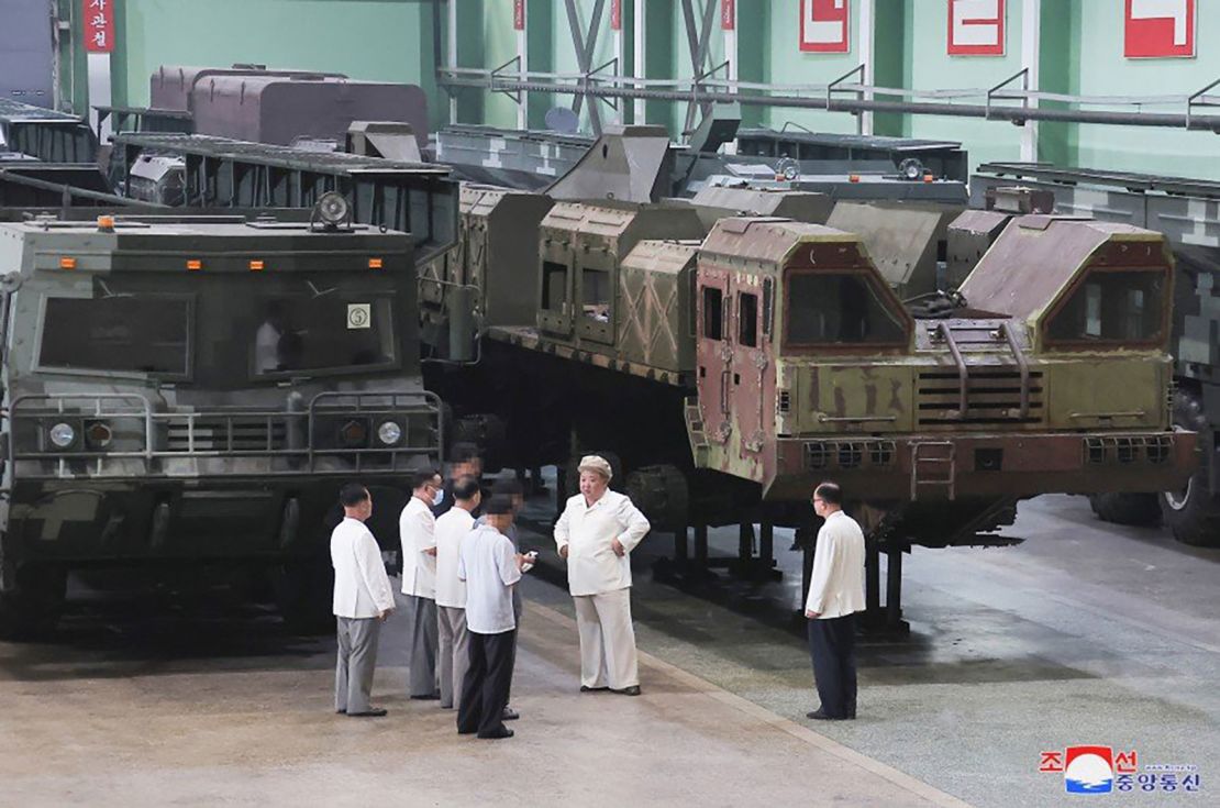 North Korean leader Kim Jong Un inspects a munitions factory in this image released by the state news agency KCNA.