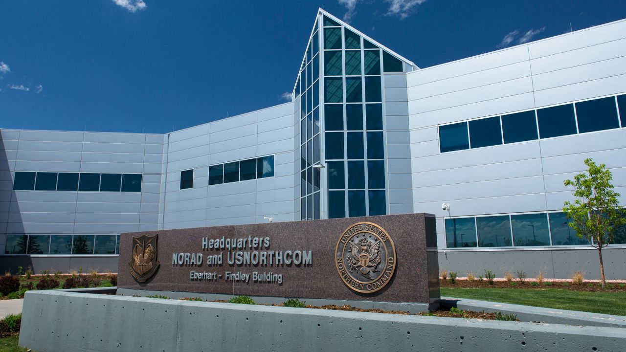 The North American Aerospace Defense Command and US Northern Command Headquarters building on Peterson Air Force Base, Colorado, is pictured in 2018.