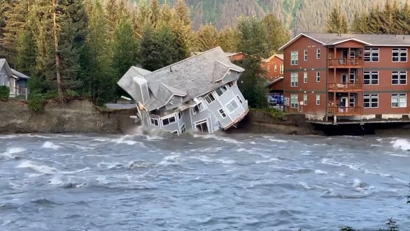 Flooding From Glacial Break Sends Home Tumbling Into Alaska River | CNN