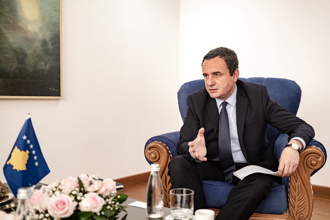 Kosovo Prime Minister Albin Kurti during an interview at his office in Pristina, August 24, 2022.