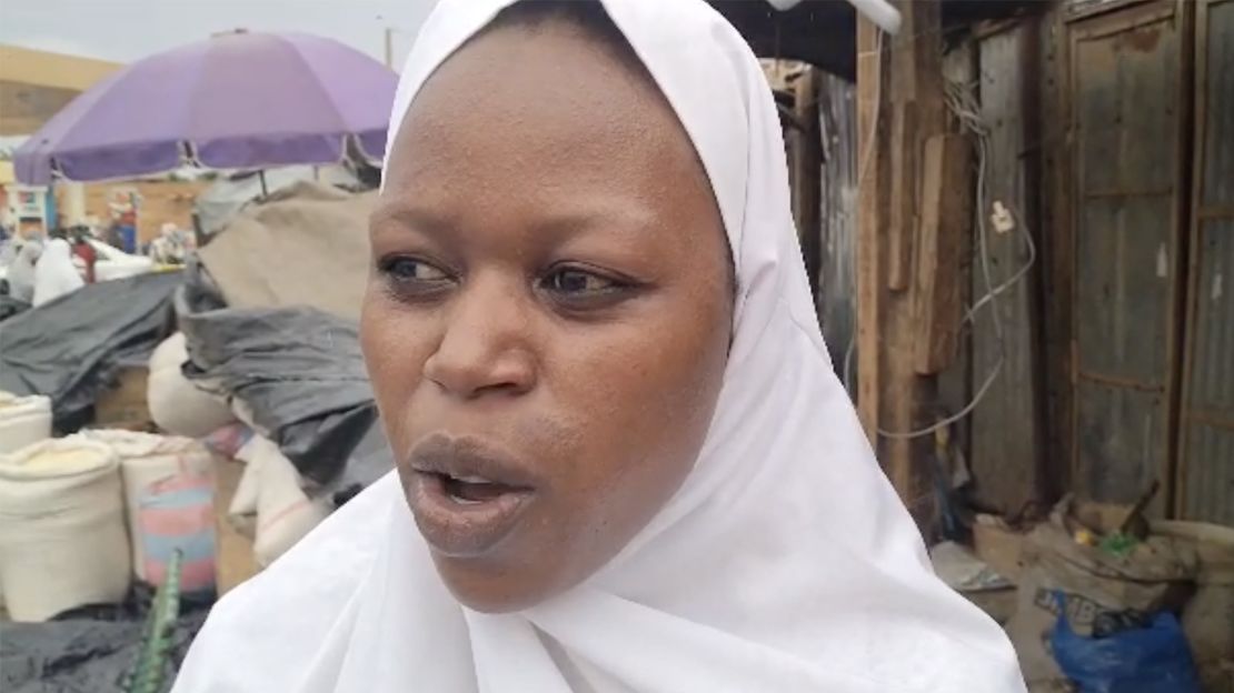 Salamatou, seen here during a trip to the Wadata market, said she was concerned about the rising price of food.