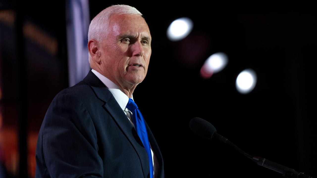 Republican presidential candidate former Vice President Mike Pence speaks at the Christians United For Israel (CUFI) "Night to Honor Israel," during the CUFI Summit 2023, Monday, July 17, 2023, in Arlington, Va., at the Crystal Gateway Marriott. (AP Photo/Jacquelyn Martin)