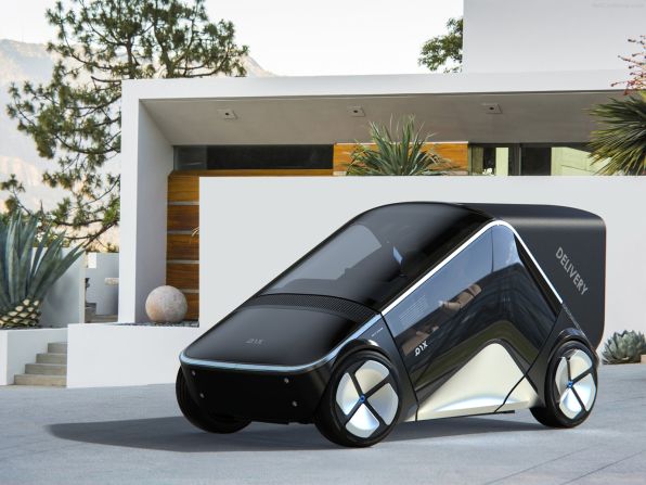 This boomerang-shaped concept car was created by designer Artem Smirnov. The two-seater features a modular trunk, which gives it the flexibility to transport bulky deliveries or items like bikes.