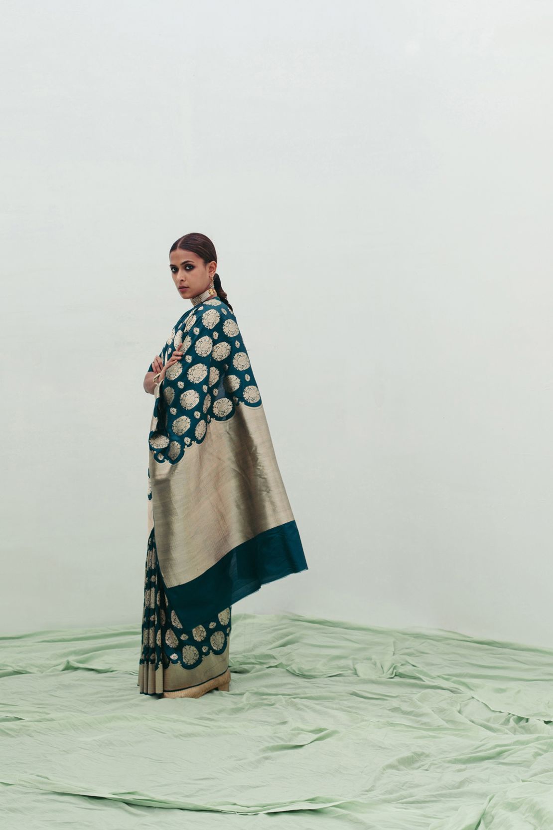 Guler sari from Angoori collection, 2019. Raw Mango.