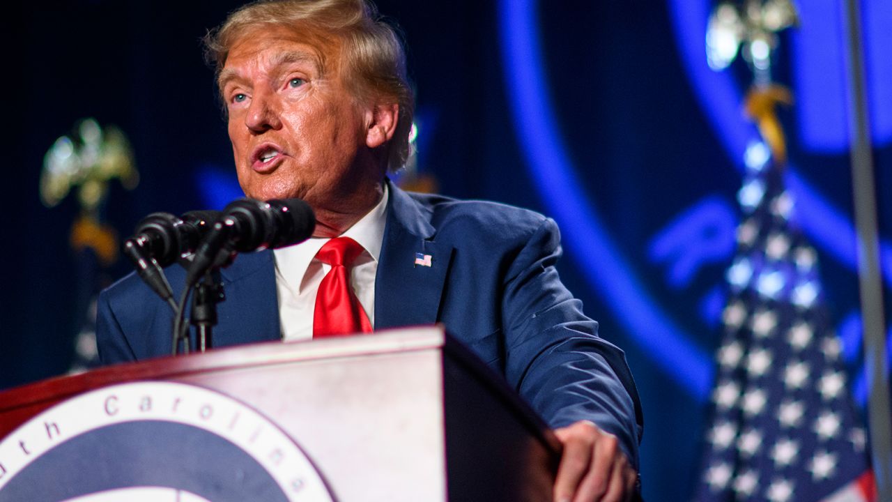 Former President Donald Trump speaks at the 56th Annual Silver Elephant Dinner hosted by the South Carolina Republican Party on August 5, 2023, in Columbia, South Carolina. 