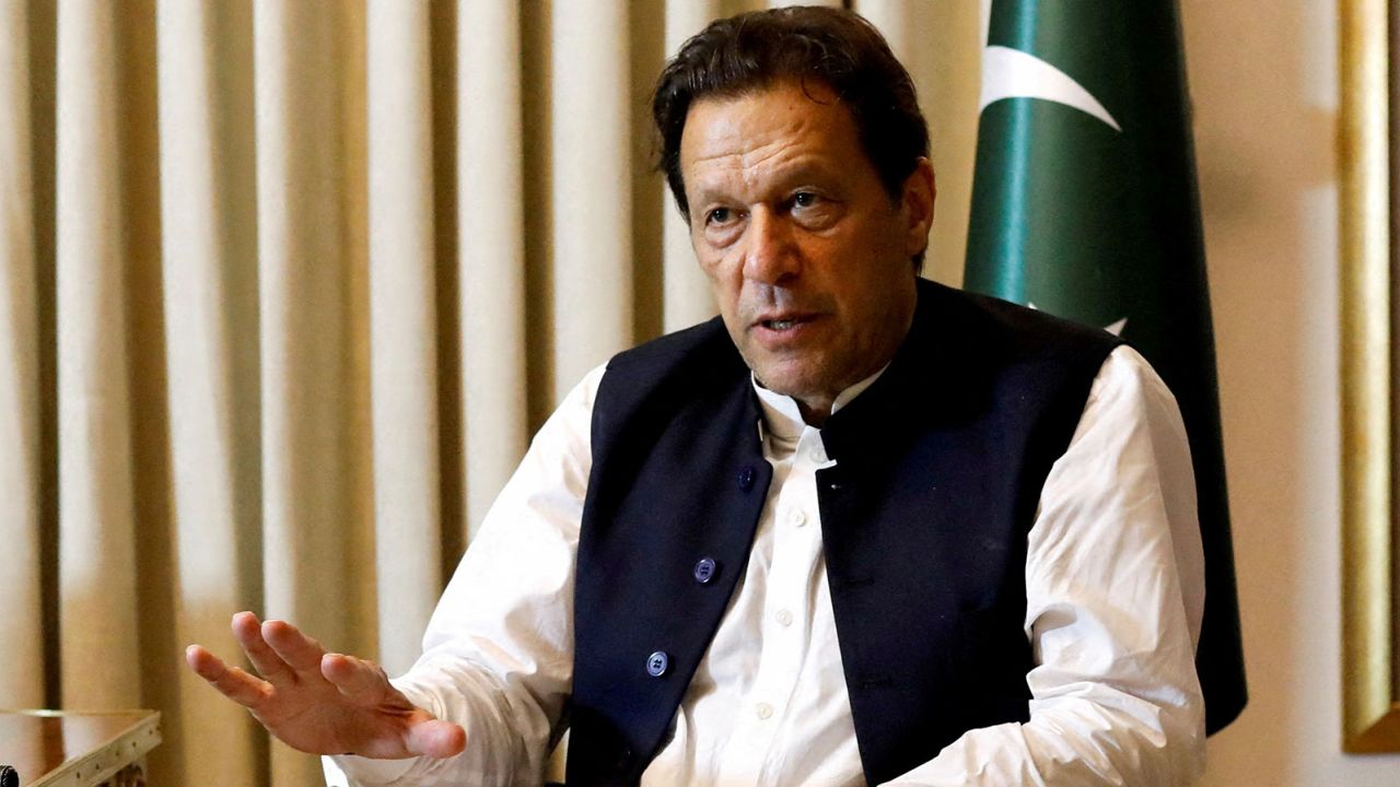 FILE PHOTO: Former Pakistani Prime Minister Imran Khan speaks with Reuters during an interview, in Lahore, Pakistan March 17, 2023. REUTERS/Akhtar Soomro/File Photo