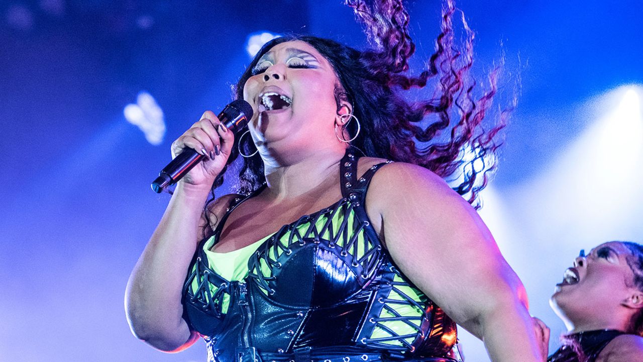 Lizzo plays at Orange Stage at the Roskilde festival, in Roskilde , Denmark on Saturday July 1. 2023. (Photo: Helle Arensbak/Ritzau Scanpix)  Ritzau Scanpix/via REUTERS    ATTENTION EDITORS - THIS IMAGE WAS PROVIDED BY A THIRD PARTY. DENMARK OUT. NO COMMERCIAL OR EDITORIAL SALES IN DENMARK.