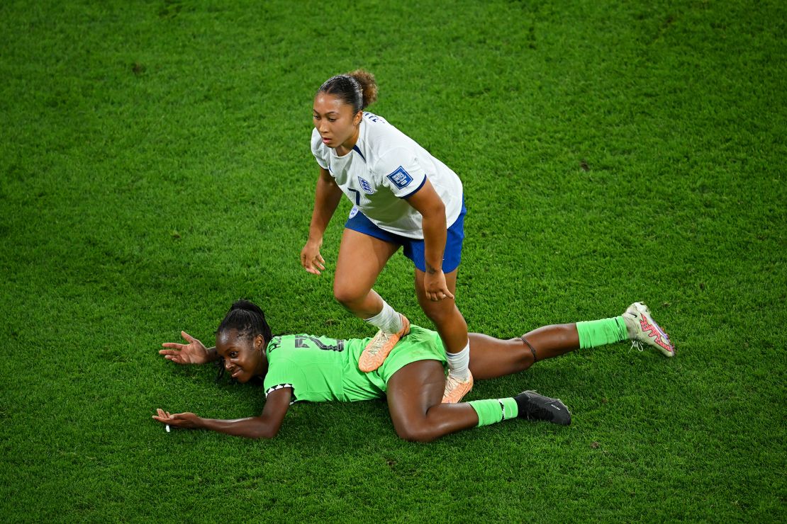 England's Lauren James has been banned for two games after she was sent off for a stamp on Nigeria's Michelle Alozie.