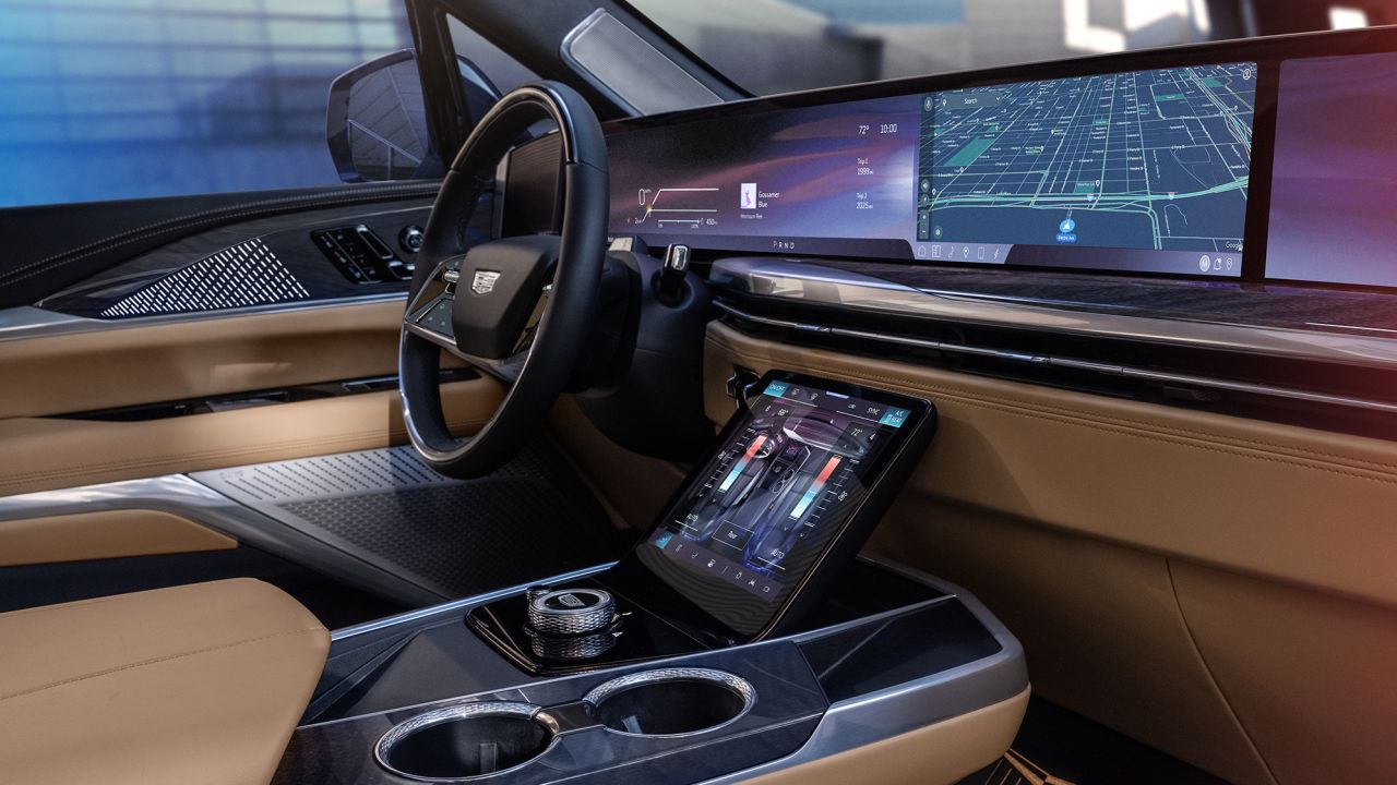 The Cadilac Escalade IQ has a total of 55-inches, measured diagonally, of screen space in the front.