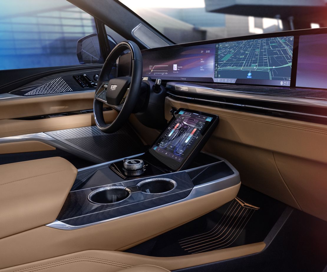 The Cadilac Escalade IQ has a total of 55-inches, measured diagonally, of screen space in the front.