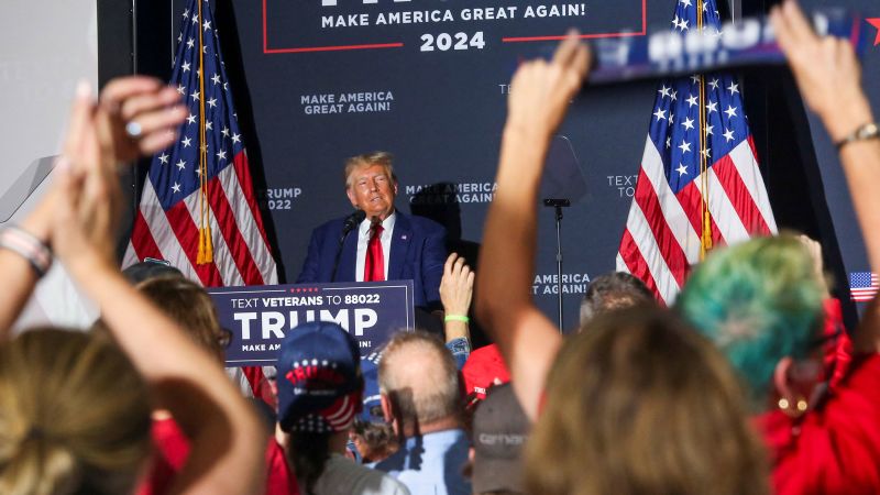NextImg:Trump rails against indictments at New Hampshire event, calls charges against him 'bullsh*t' | CNN Politics