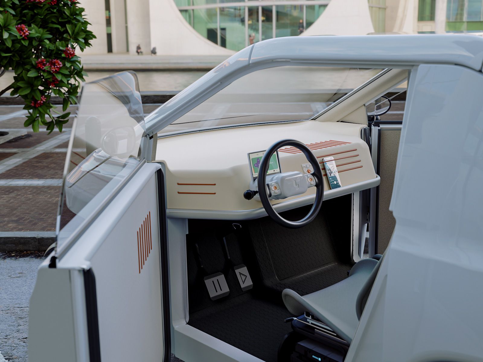 The two-seater has a range of 100 kilometers (62 miles) -- which covers most daily commutes, according to the company.