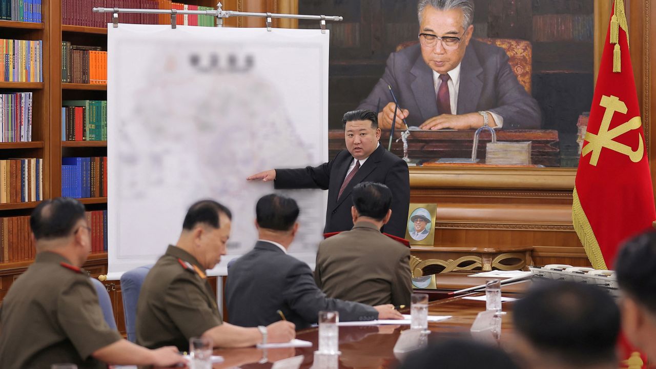 North Korean leader Kim Jong Un attends the 7th enlarged meeting of the 8th Central Military Commission of the Workers' Party of Korea at the headquarters building of the Central Committee of the Workers' Party of Korea in Pyongyang, North Korea, August 9, 2023.    KCNA via REUTERS    ATTENTION EDITORS - THIS IMAGE WAS PROVIDED BY A THIRD PARTY. REUTERS IS UNABLE TO INDEPENDENTLY VERIFY THIS IMAGE. NO THIRD PARTY SALES. SOUTH KOREA OUT. NO COMMERCIAL OR EDITORIAL SALES IN SOUTH KOREA. IMAGE BLURRED AT SOURCE