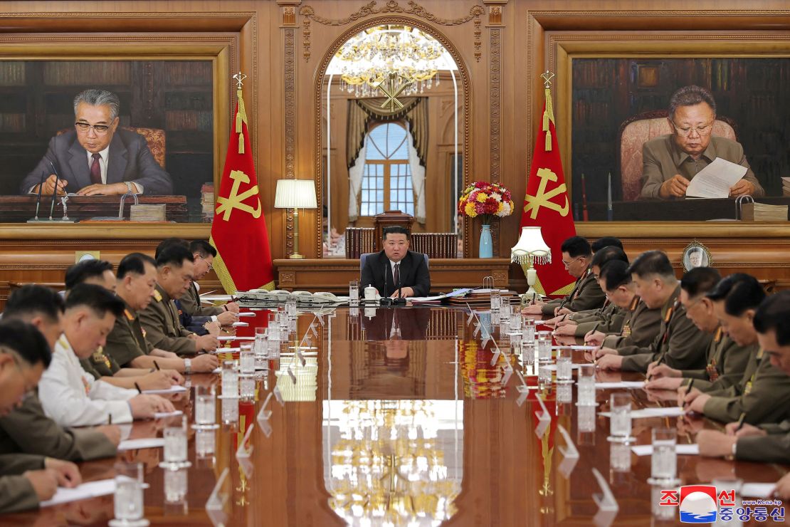 North Korean leader Kim Jong Un leads a meeting of the  Central Military Commission in Pyongyang, North Korea, on Wednesday.