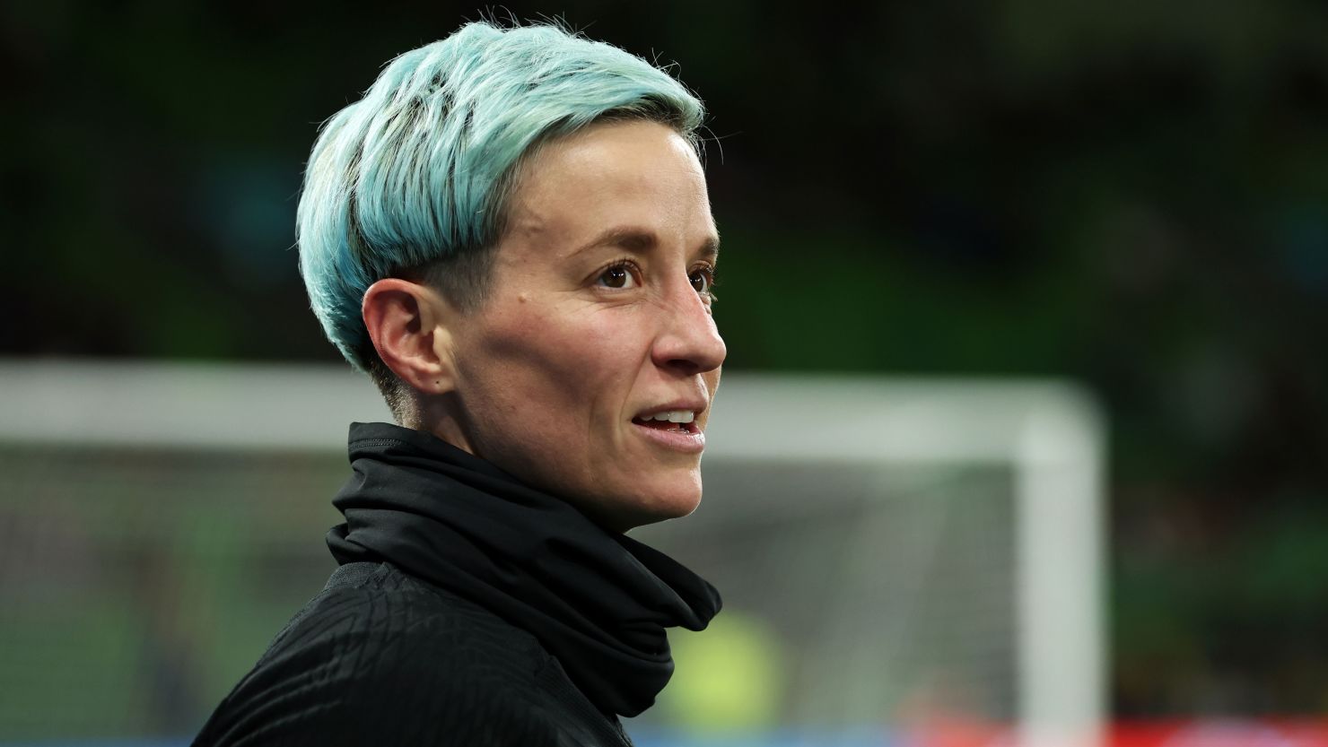 MELBOURNE, AUSTRALIA - AUGUST 06: Megan Rapinoe of USA is seen during the warm up prior to the FIFA Women's World Cup Australia & New Zealand 2023 Round of 16 match between Sweden and USA at Melbourne Rectangular Stadium on August 06, 2023 in Melbourne / Naarm, Australia. (Photo by Robert Cianflone/Getty Images)