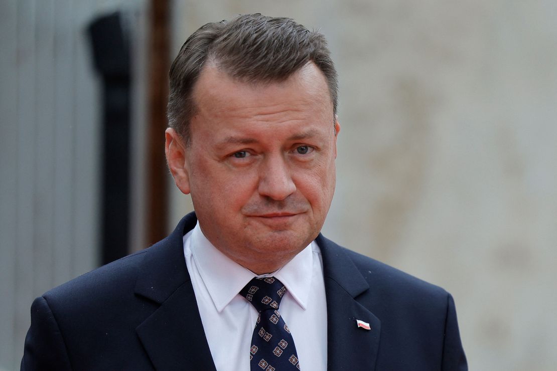 Polish Defence minister Mariusz Blaszczak arrives to take part in the European Air Defence Conference at Les Invalides in Paris on June 19, 2023.