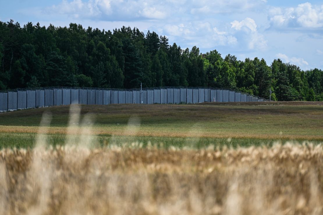 The border wall at the Polish Belarusian border on July 09, 2023.