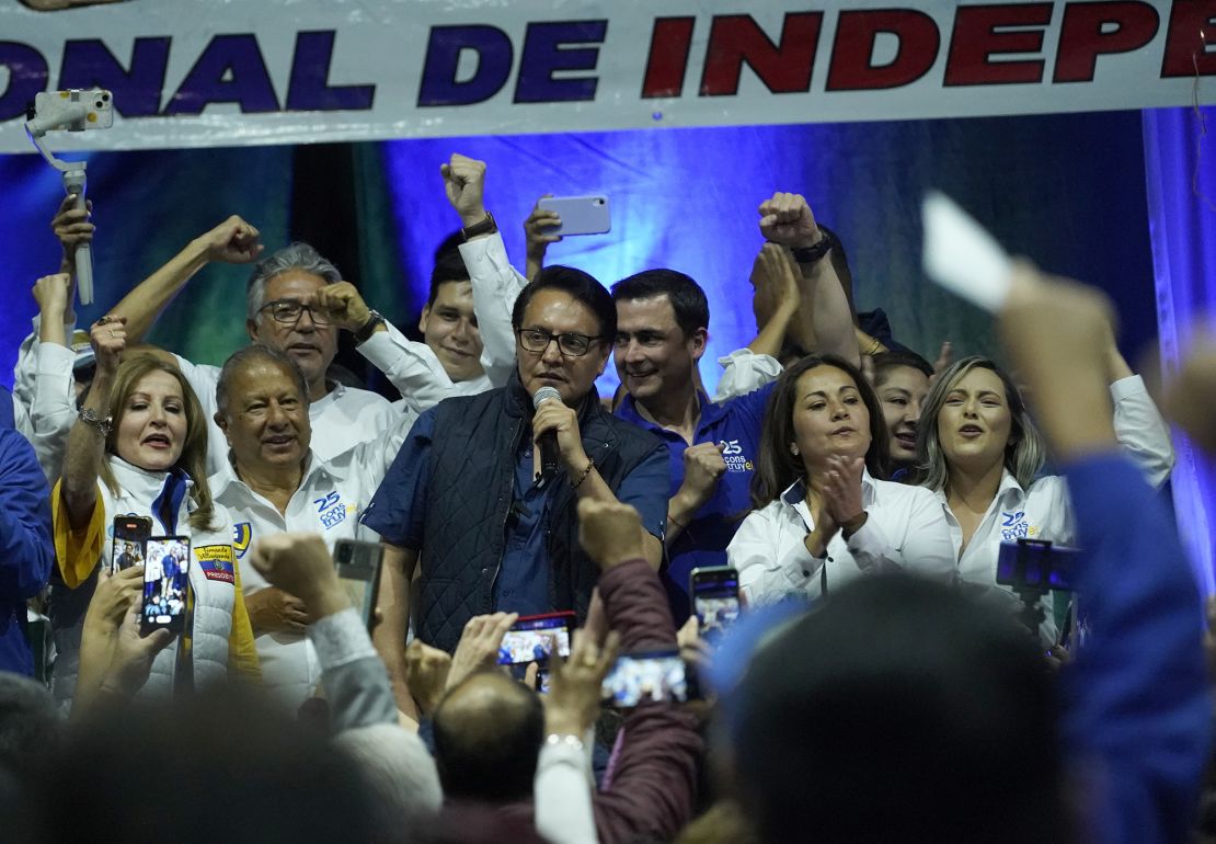 Villavicencio speaks during a campaign event before he was shot to death.