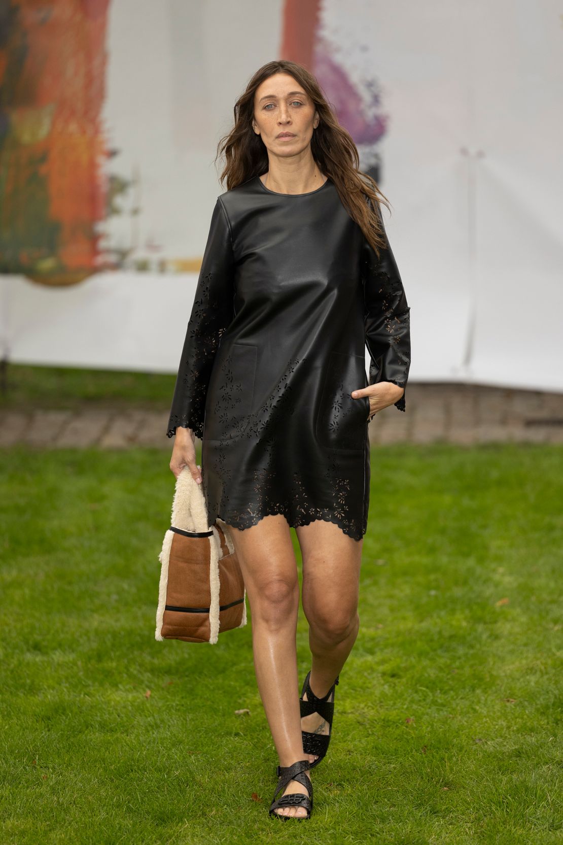 COPENHAGEN, DENMARK - AUGUST 10: Alana Hadid walks the runway at the Munthe show during Copenhagen Fashion Week Spring/Summer 2024 on August 10, 2023 in Copenhagen, Denmark. (Photo by Matt Jelonek/Getty Images)