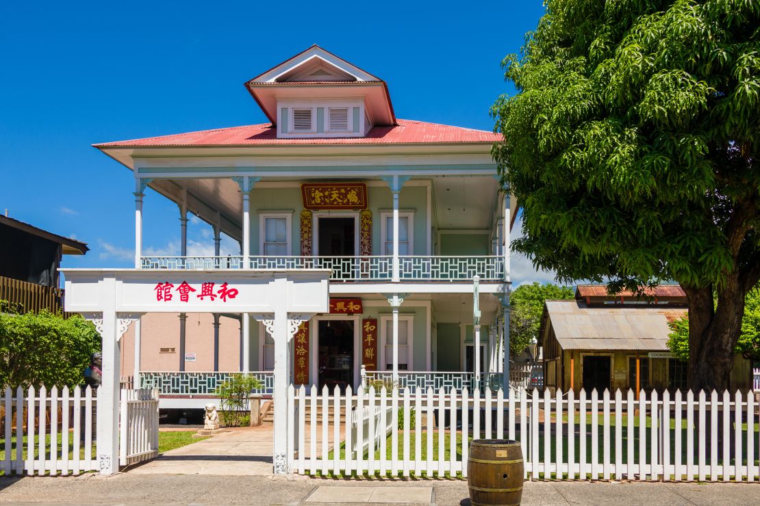 The Wo Hing Temple Museum is seen on Front Street, Lahaina, Maui, Hawaii before the wildfires blazed through the area.