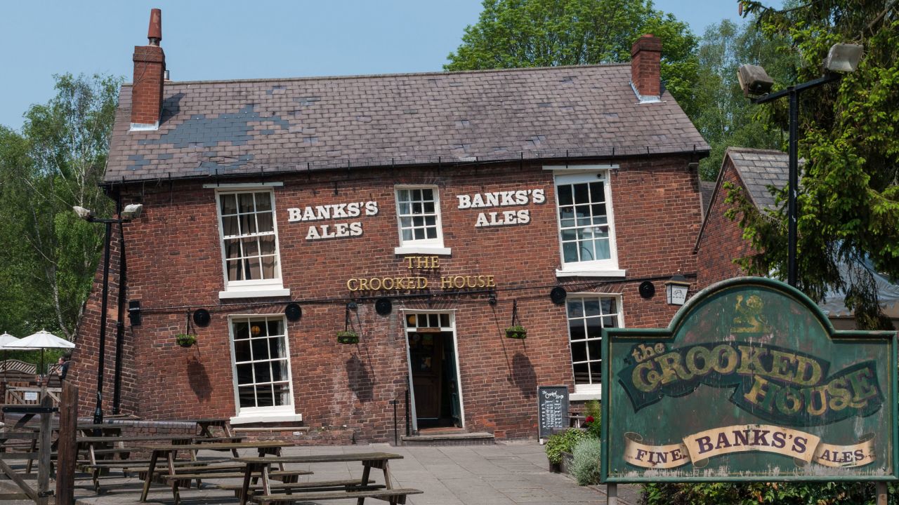 The Crooked House pub in Himley, near Dudley, West Midlands, before it was gutted in a fire on Saturday, August 5. 