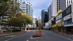 The normally-busy central business district (CBD) stands deserted after the Level 4 lockdown came into force, in Wellington on March 26, 2020. - New Zealand at midnight on March 26 imposed a four-week lockdown in a bid to smother coronavirus infection rates and avoid the mass fatalities seen elsewhere in the world. (Photo by Marty MELVILLE / AFP) (Photo by MARTY MELVILLE/AFP via Getty Images)