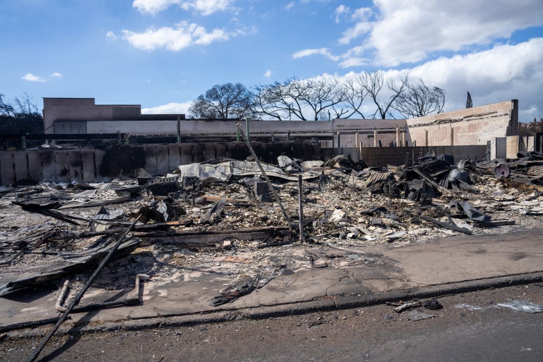 Building wreckage seen Thursday in the aftermath of the fires that raged in Lahaina, Hawaii. 