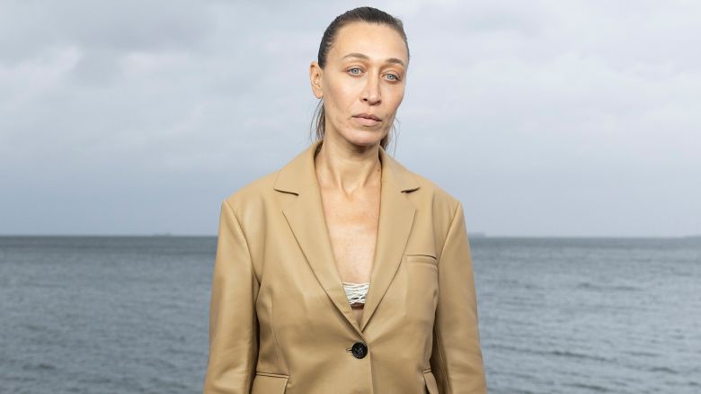 COPENHAGEN, DENMARK - AUGUST 7: Alana Hadid poses on the runway at the Saks Potts show during Copenhagen Fashion Week Spring/Summer 2024 on August 7, 2023 in Copenhagen, Denmark. (Photo by Matt Jelonek/Getty Images)